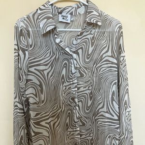 Princess Polly brown marble long sleeve button up